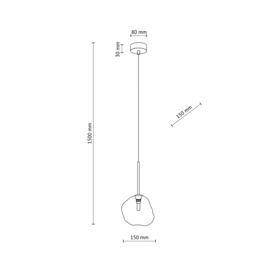 lampada a sospensione sfera di vetro cognac design moderno